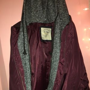 Flight jacket w cotton hoodie and interior .